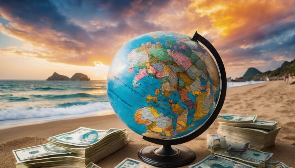 Op deze foto zie je de aardbol en geld als symbool voor forex trading