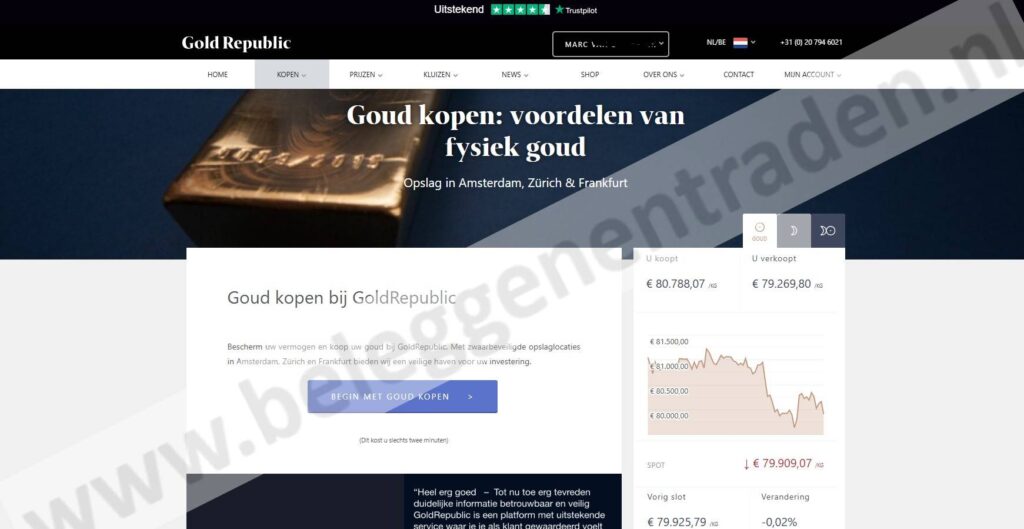Op deze foto zie je GoldRepublic waar je goud kunt kopen